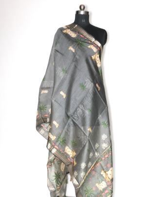 Printed munga silk duppata/ 