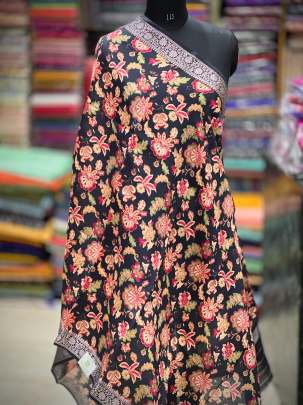 Printed munga silk duppata - Black/ Printed duppatas