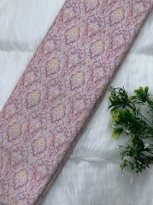 Printed munga silk embroidery fabric - Pink/ 