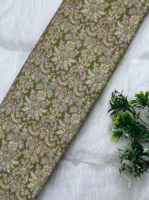 Printed munga silk embroidery fabric - Pista green/ 