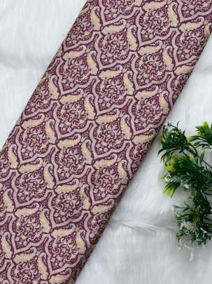 Printed munga silk embroidery fabric - Wine/ 