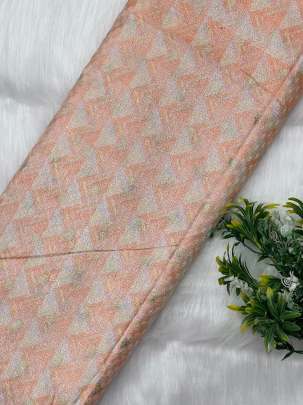 Printed munga silk embroidery fabric - Light Peach/ 