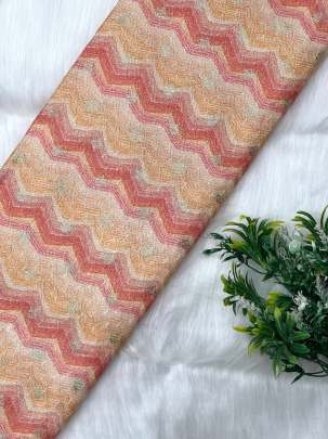 Printed munga silk embroidery fabric - Peach/ 