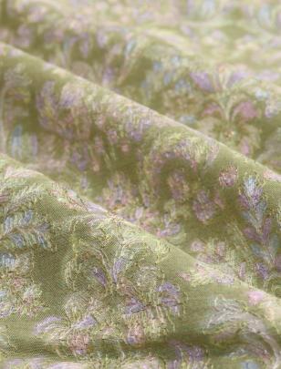 Printed munga silk embroidery fabric - Pista green/ 