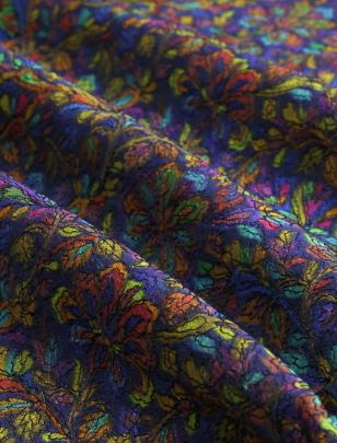 Printed munga silk embroidery fabric - Navy Blue/ 