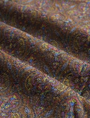 Printed munga silk embroidery fabric - Browm/ 