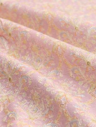 Printed munga silk embroidery fabric - Peach/ 