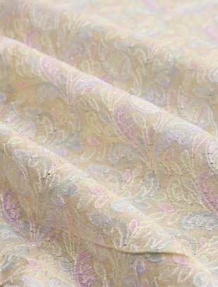 Printed munga silk embroidery fabric - Light Yellow/ 