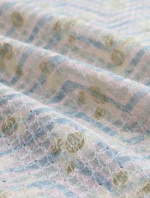 Printed munga silk embroidery fabric - Light Peach/