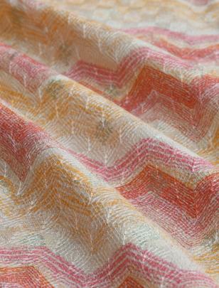 Printed munga silk embroidery fabric - Peach/