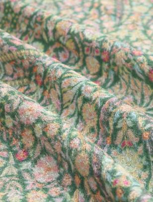 Printed munga silk embroidery fabric - Green/