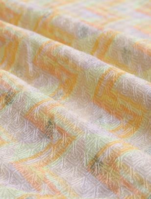 Printed munga silk embroidery fabric - Light Saffron/