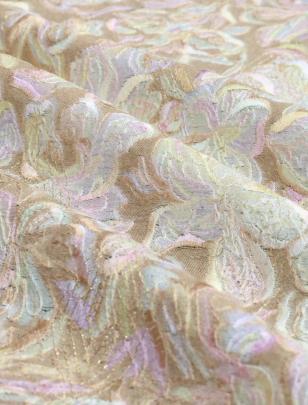 Printed munga silk embroidery fabric - Light Brown/