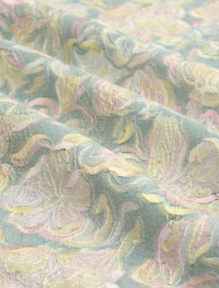 Printed munga silk embroidery fabric - Pastel green/ 