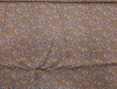 Printed munga silk embroidery fabric - Browm/ Banarasi Work