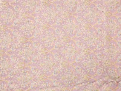 Printed munga silk embroidery fabric - Peach/ Banarasi Work