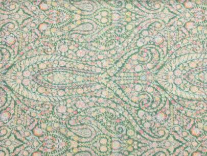 Printed munga silk embroidery fabric - Green/ Banarasi Work