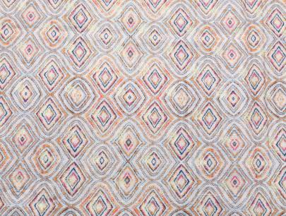 Printed munga silk embroidery fabric - Light Peach/ Banarasi Work