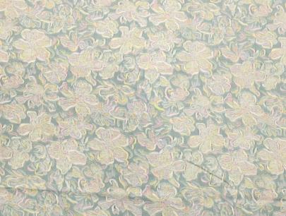 Printed munga silk embroidery fabric - Pastel green/ Banarasi Work