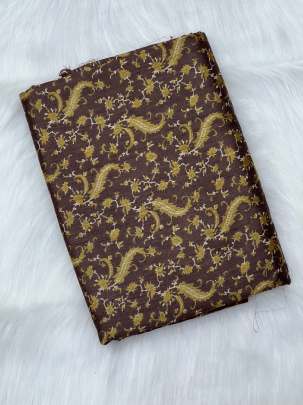 Printed munga silk fabric - Brown/ 