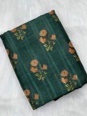 Printed munga silk fabric - Green/ Printed Silk fabrics