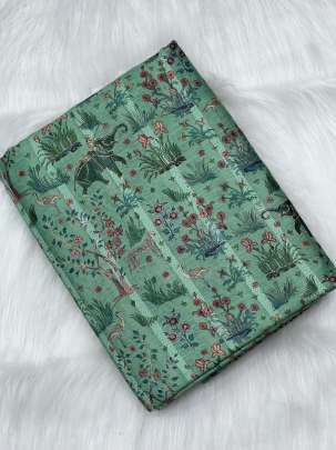 Printed munga silk fabric - Green/