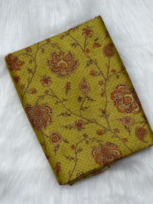 Printed munga silk fabric - Lemon green/