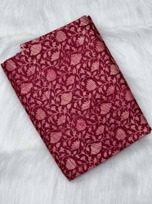 Printed munga silk fabric - Maroon/ 