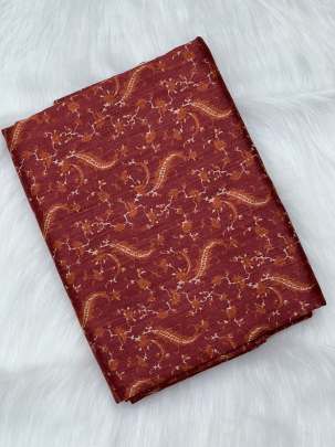 Printed munga silk fabric - Maroon/ 