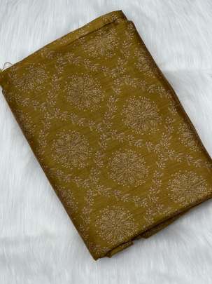 Printed munga silk fabric - Mustard yellow/ 