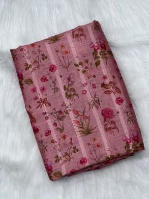 Printed munga silk fabric - Pink/ 