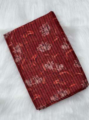 Printed munga silk fabric - Rust red/ Printed Silk fabrics