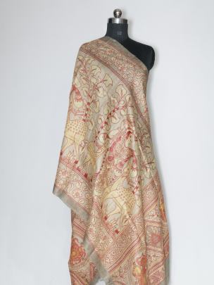 Printed munga tassar silk duppata/ 