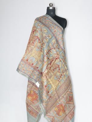 Printed munga tassar silk duppata/ 