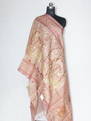 Printed munga tassar silk duppata/ 