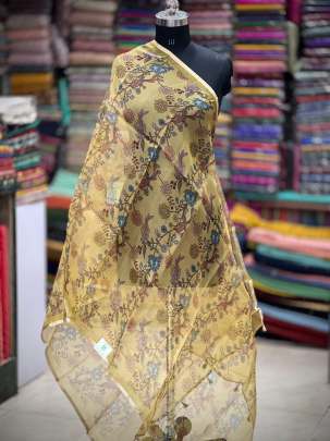 Printed organza duppata - Ocur yellow/