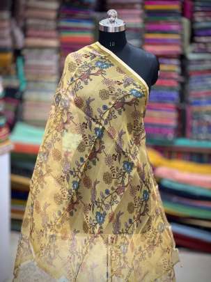 Printed organza duppata - Ocur yellow/ Printed duppatas