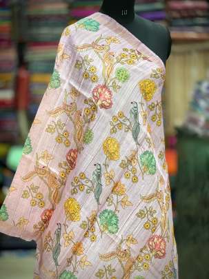 Printed raw silk duppata - Onion pink/ Printed duppatas