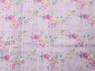 Printed raw silk with handwoven banarasi butti fabric/ Pure Banarasi fabrics