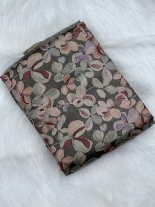 Printed tassar silk fabric - Pastel grey/ 