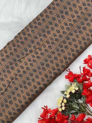 Pure Linen print fabric - Brown/ 