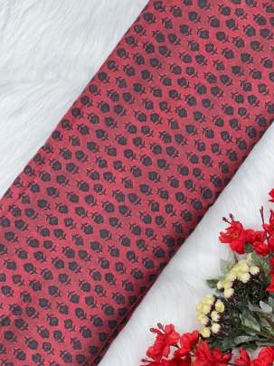 Pure Linen print fabric - Maroon/ 