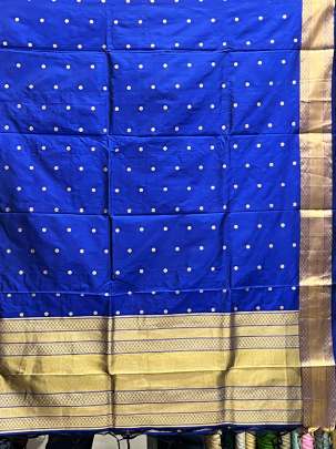 Pure Silk Duppata With Golden Banarasi Butti & Palav Royal Blue/ Banarasi Duppatas 