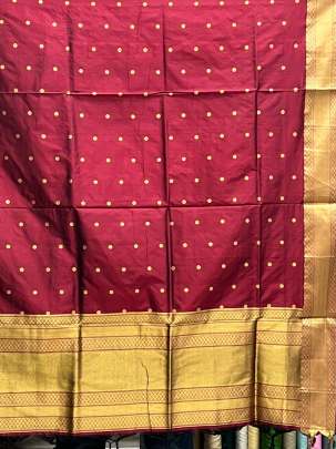 Pure Silk Duppata With Golden Banarasi Butti & Palav Maroon/ Banarasi Duppatas 