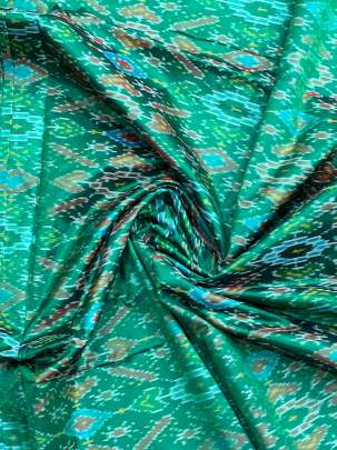 Pure Silk Ikkat Dark Green/ Ikkat silk