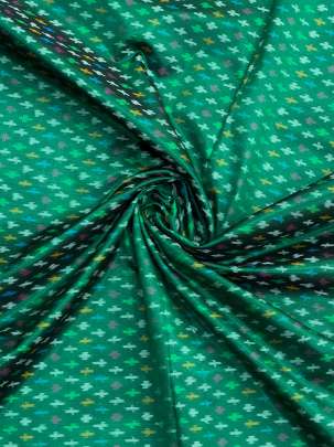 Pure Silk Ikkat Dark Green/ Ikkat silk