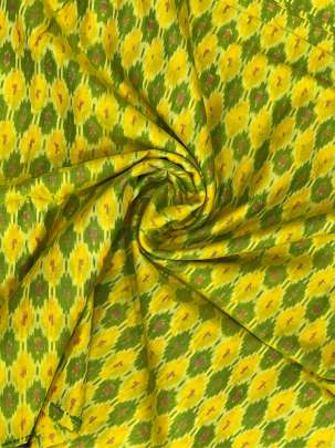 Pure Silk Ikkat Green & Yellow/