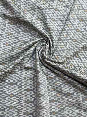 Pure Silk Ikkat Grey & White/