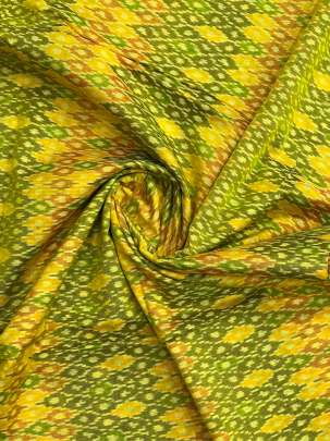 Pure Silk Ikkat Lemon Green & Yellow/