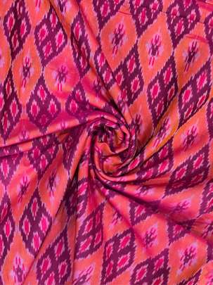 Pure Silk Ikkat Magenta & Orange/ 